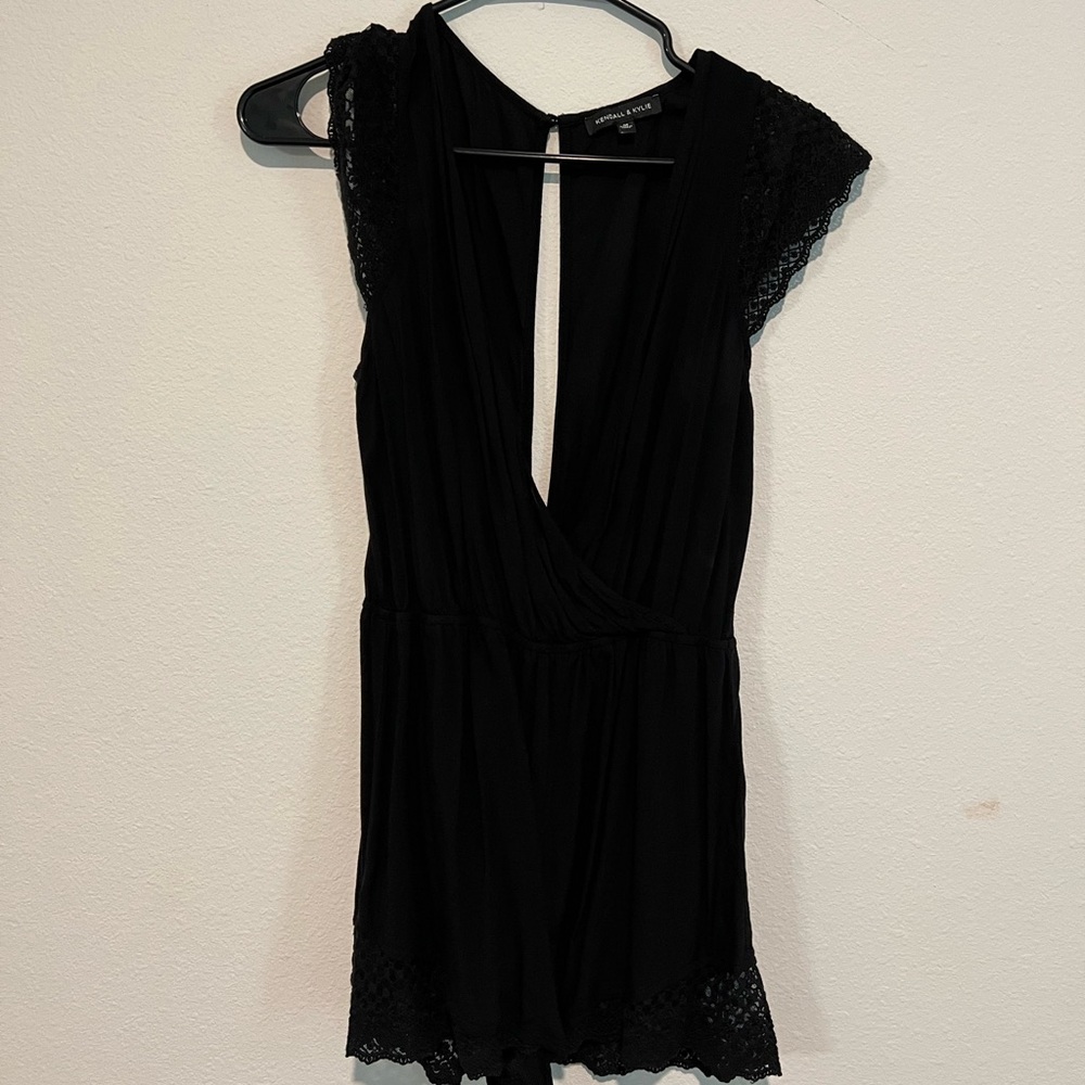 Kendall & Kylie v neck romper with lace detail